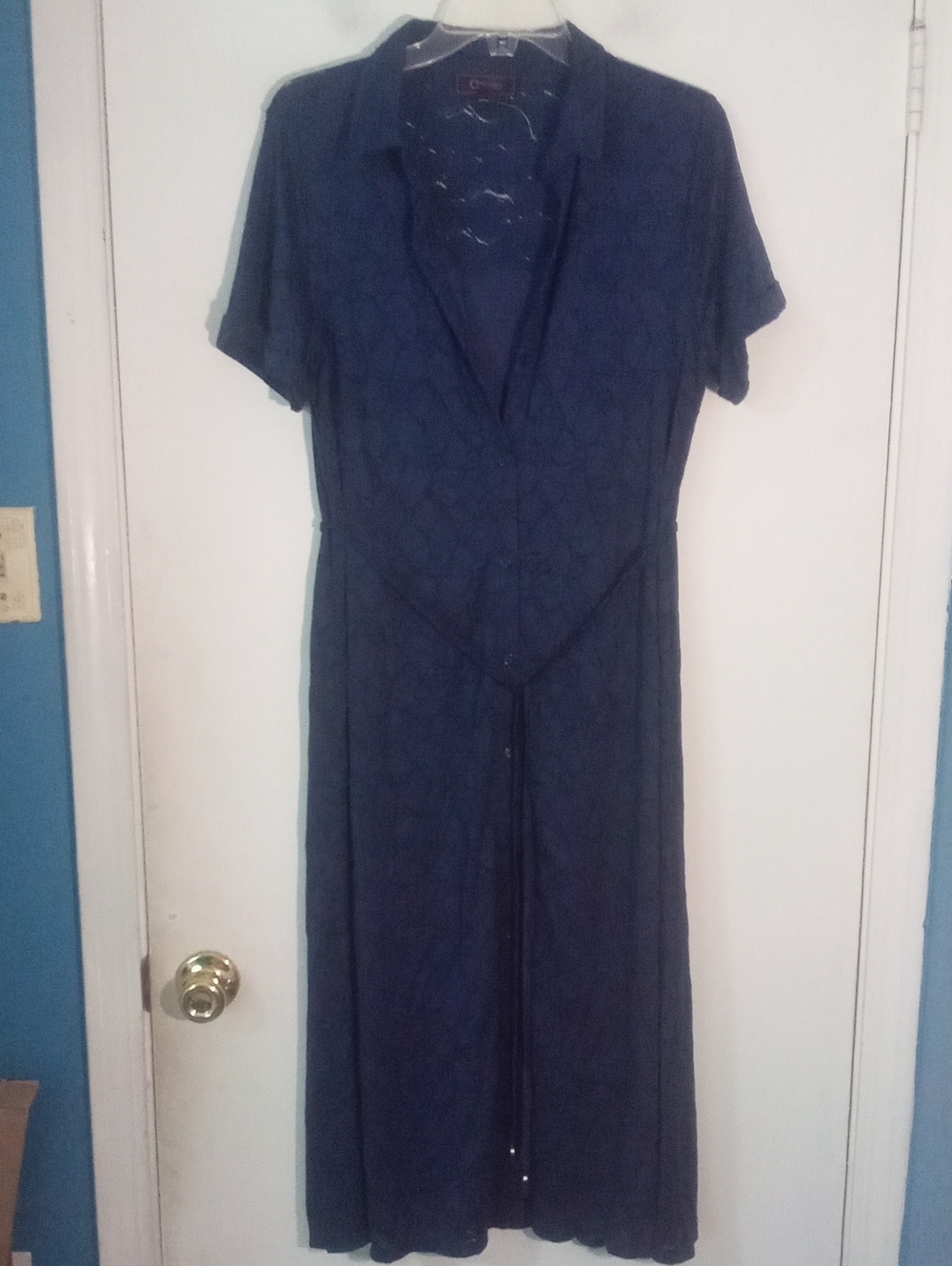 * C Wonder Navy Blue Short-Sleeve Button-Front Dress Medium New NWOT $89 Lace